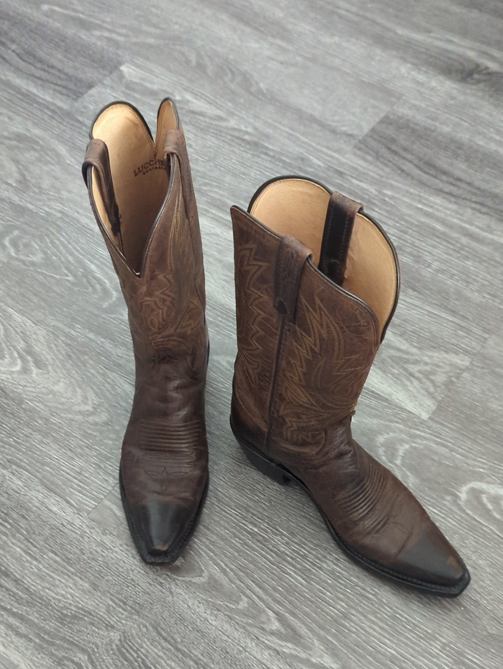 Lucchese Brown Embroidered Cowboy Boots